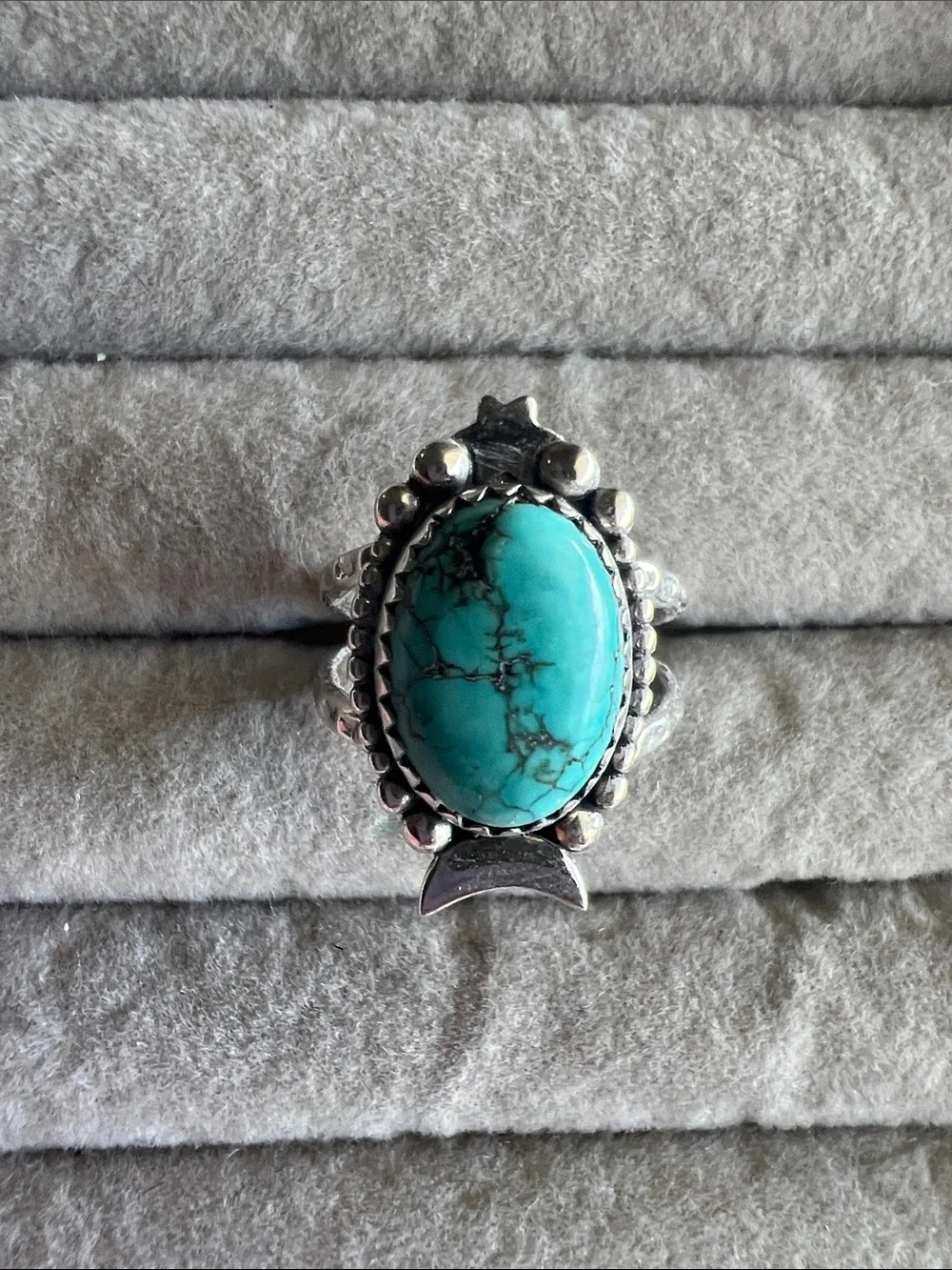 Turquoise Stone Silver Ring - Statement Ring
